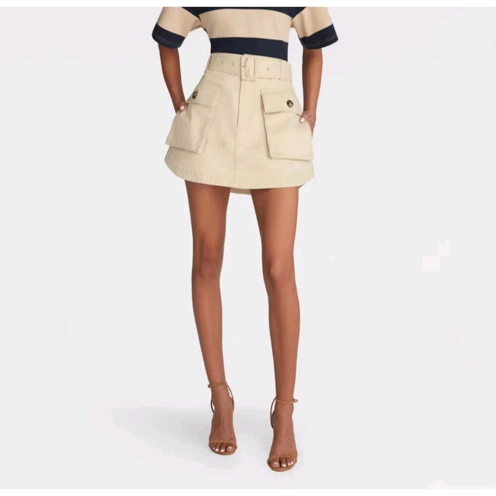 Women's KBB by Kahlana Belted Flared Cargo Skirt Tan Size 6